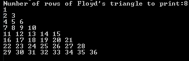 Floyds Triangle Output Example